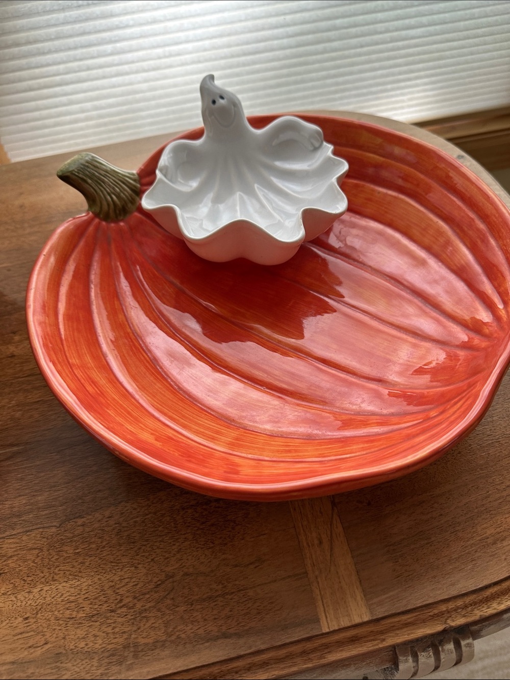 Fitz and Floyd Halloween Ghost Pumpkin Chip Dip Bowl Vintage 1987 Rare Find - Picture 4 of 14